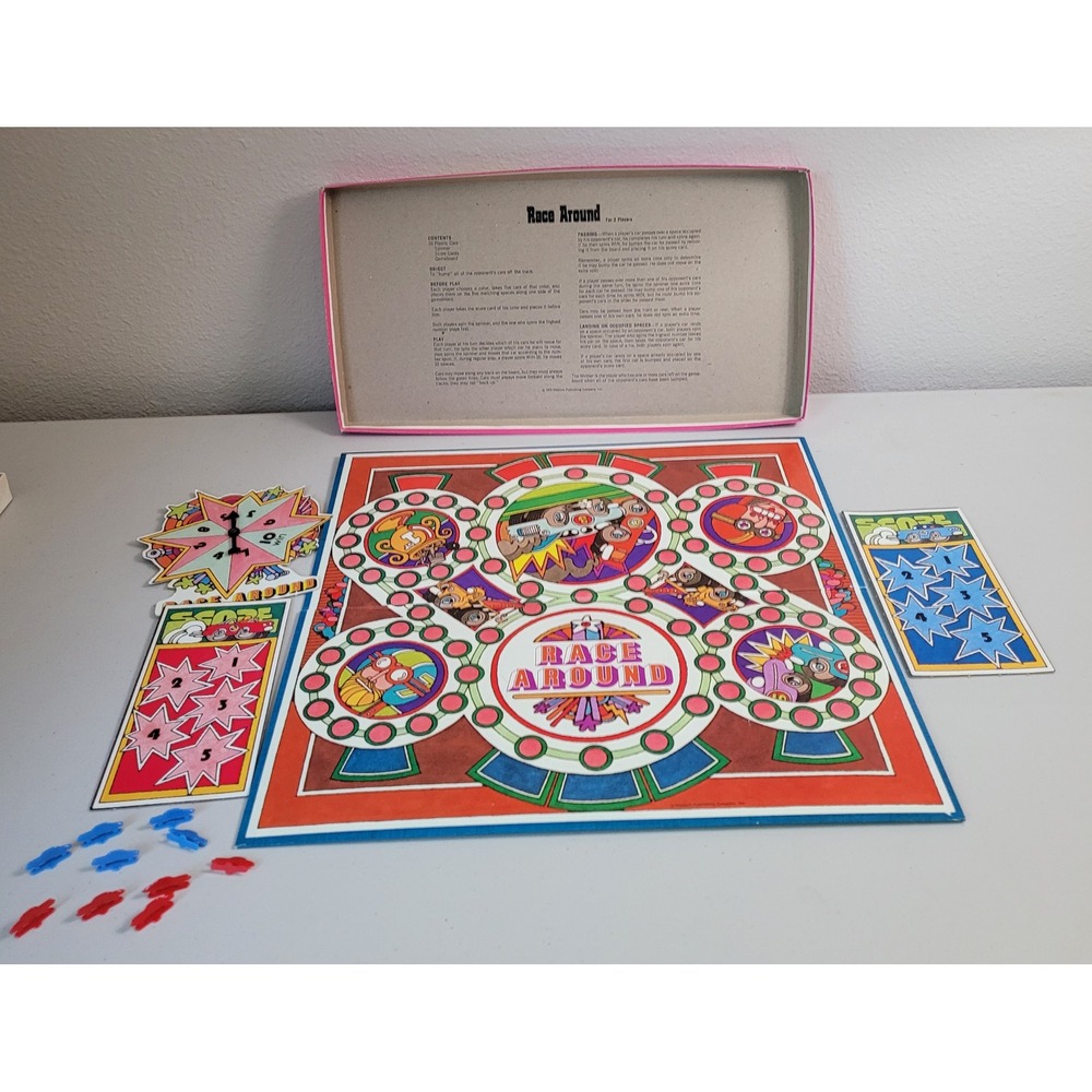 Whitman Race Around Vintage 1975 Board Game 2 Player Pink Retro Racing GOOD